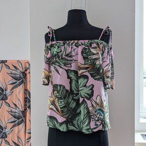 J. Crew Lavender Tassel Tie Strap Off-Shoulder Top